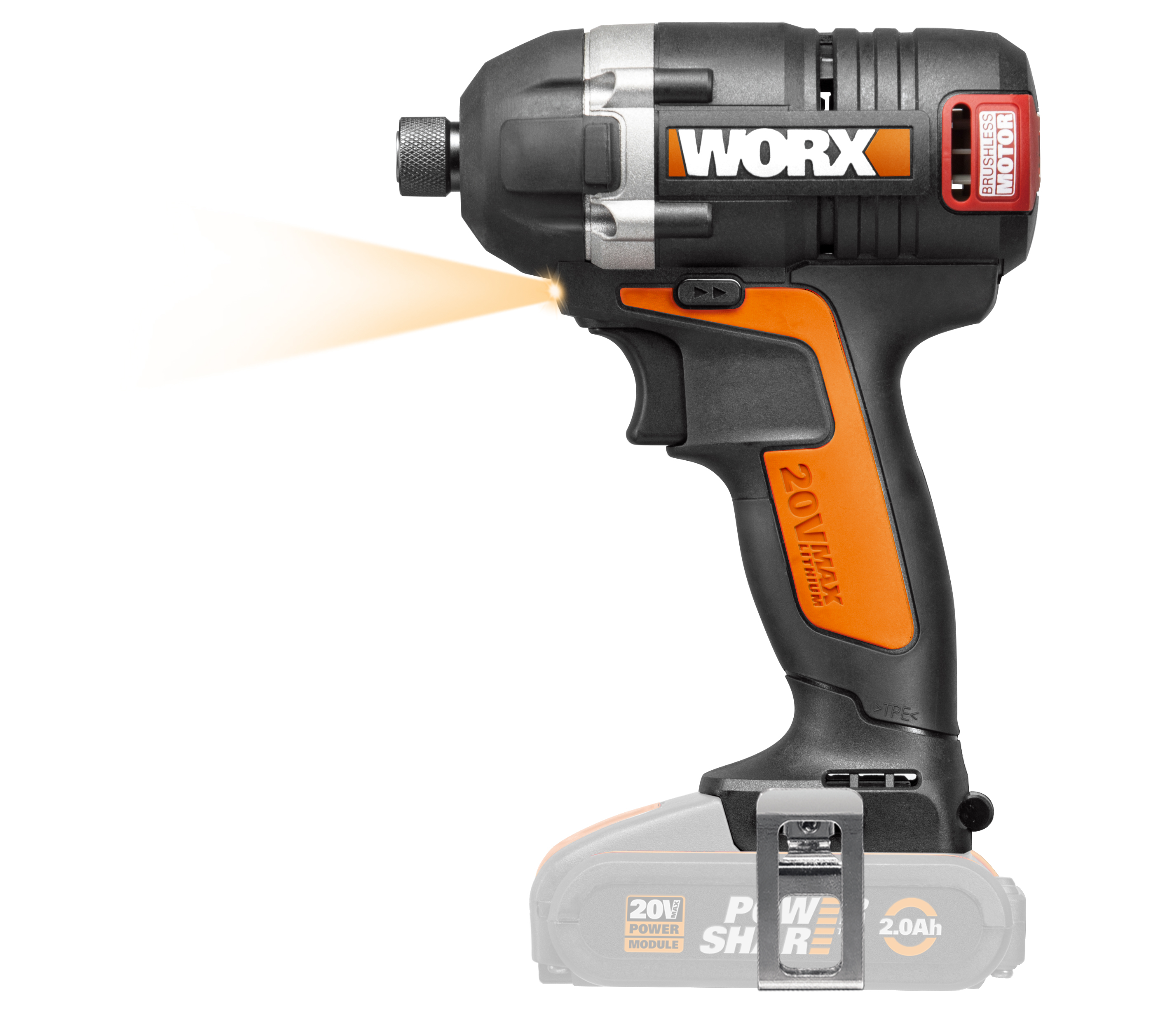 Worx WX292.9 - Atornillador de Impacto Brushless 20V (S/bat)