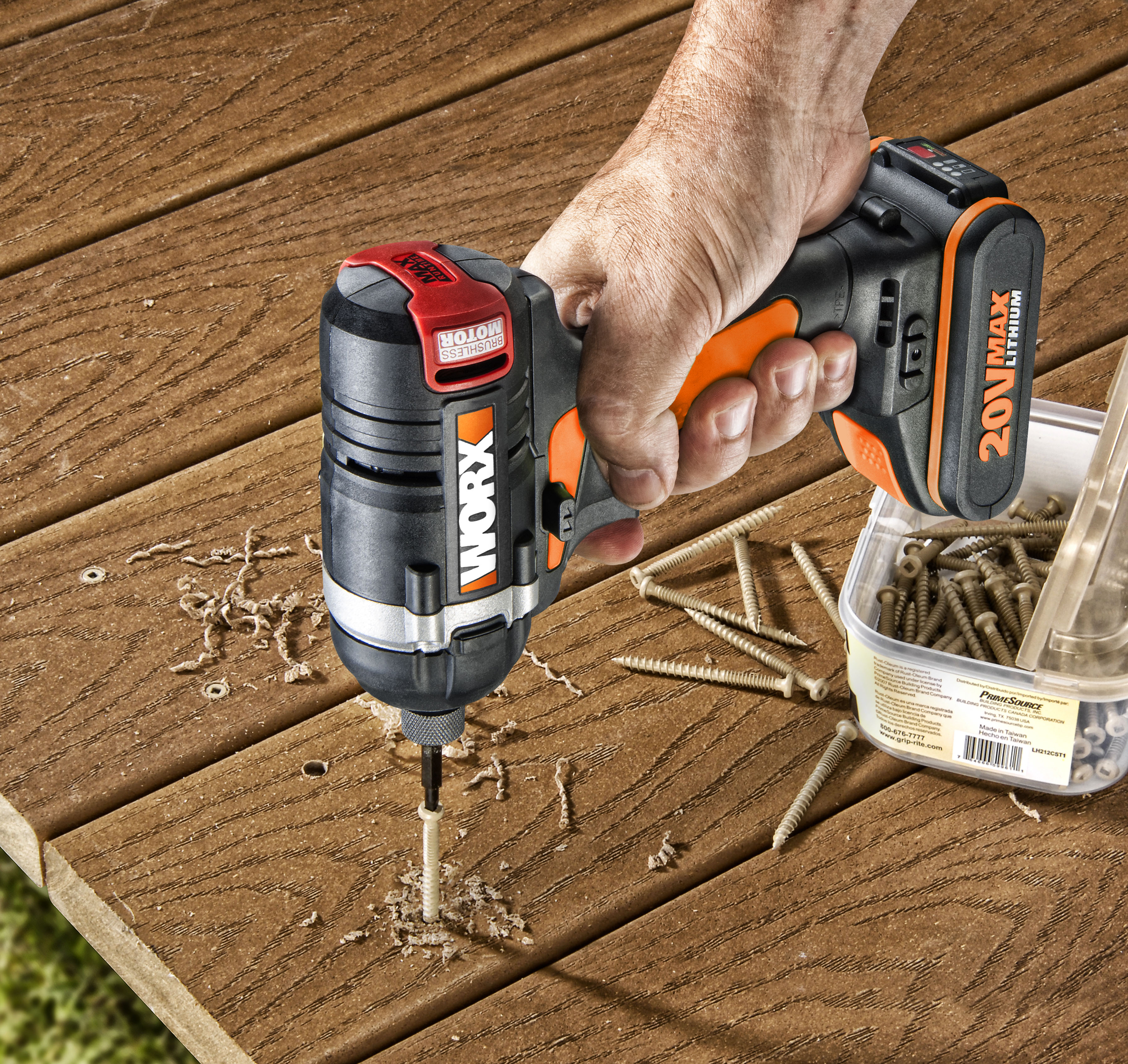 Worx WX292 - Atornillador de Impacto Brushless 20V 2.0Ah (2 bat)