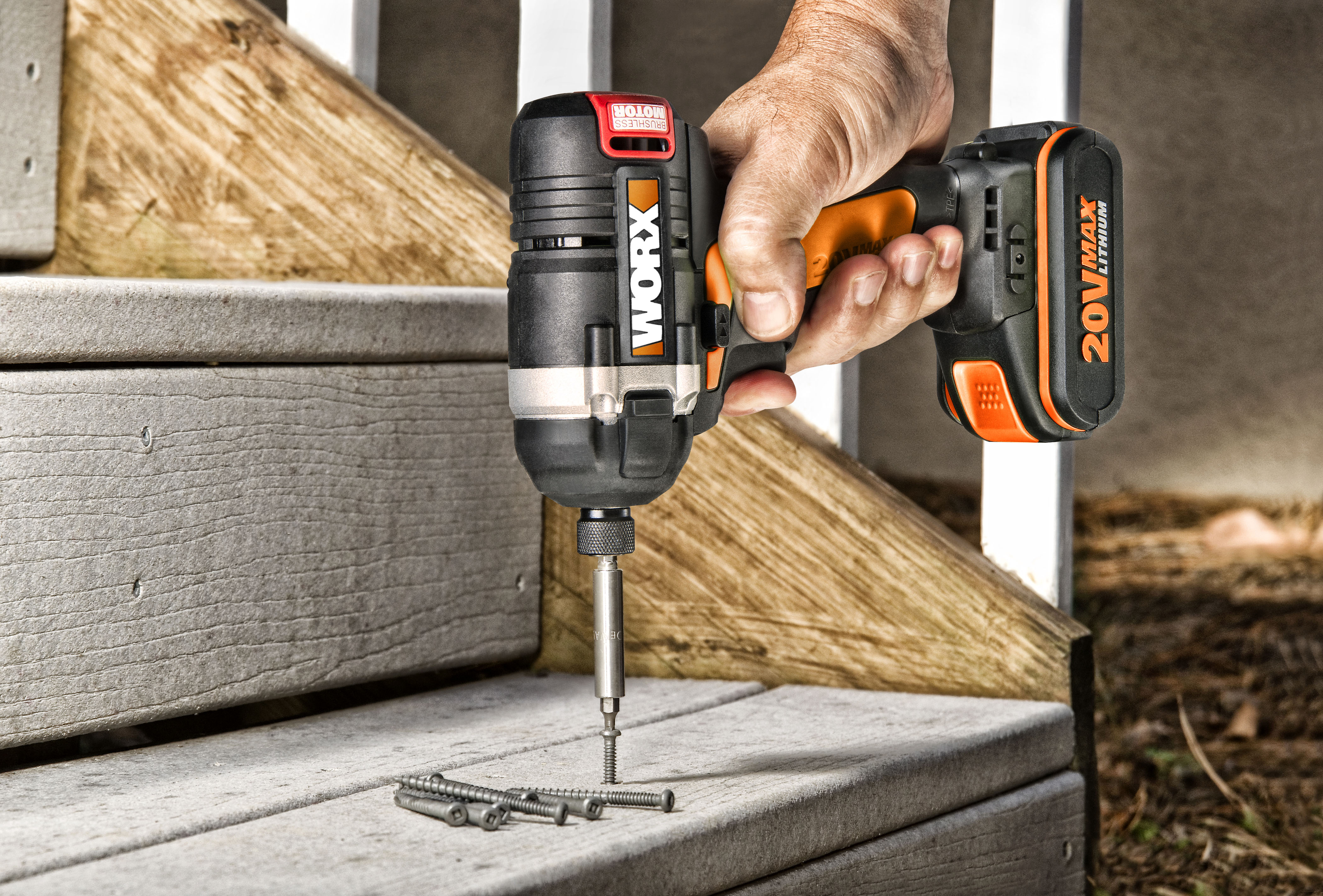 Worx WX292 - Atornillador de Impacto Brushless 20V 2.0Ah (2 bat)