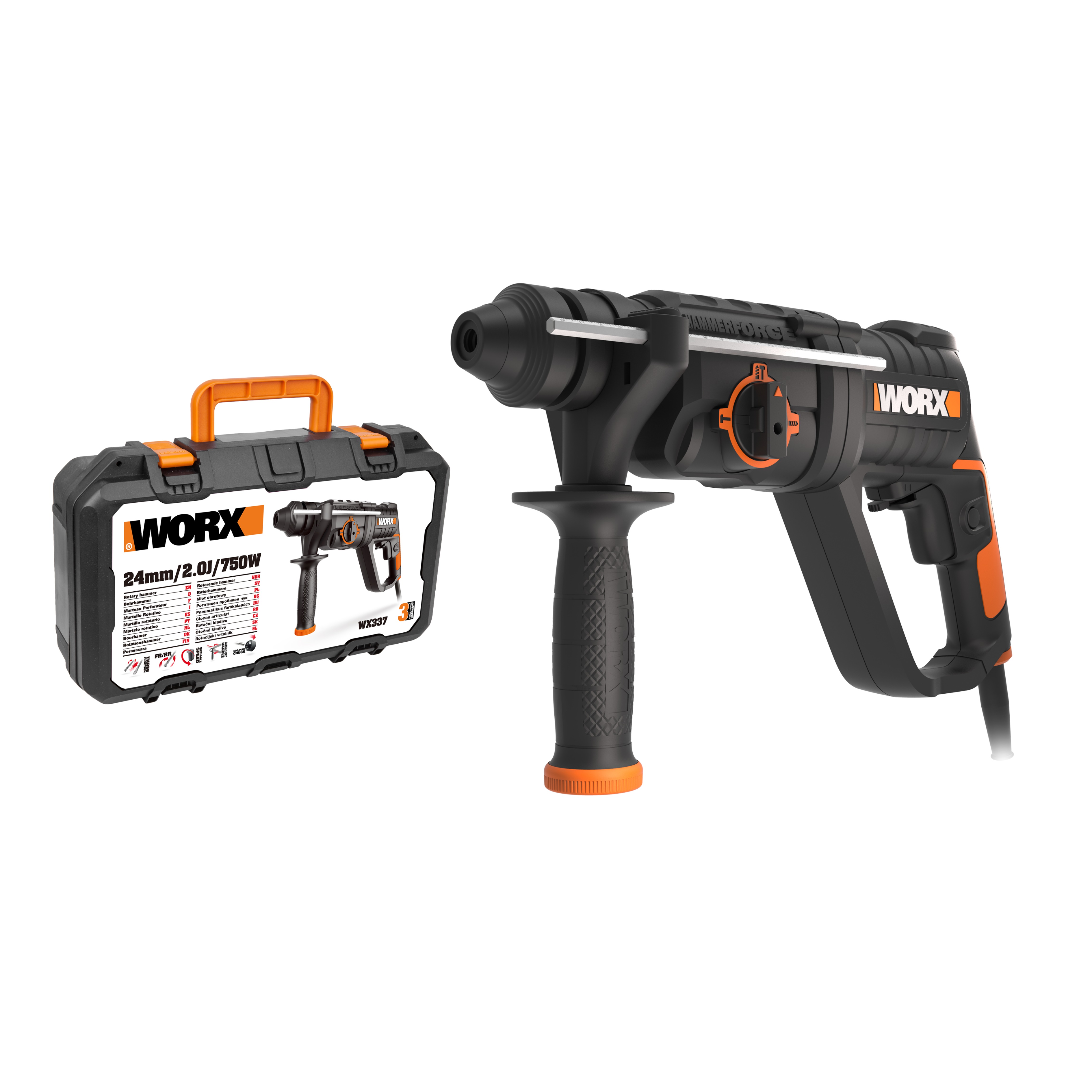 Worx WX337 - Martillo horizontal 3 Funciones 750W 2,0J