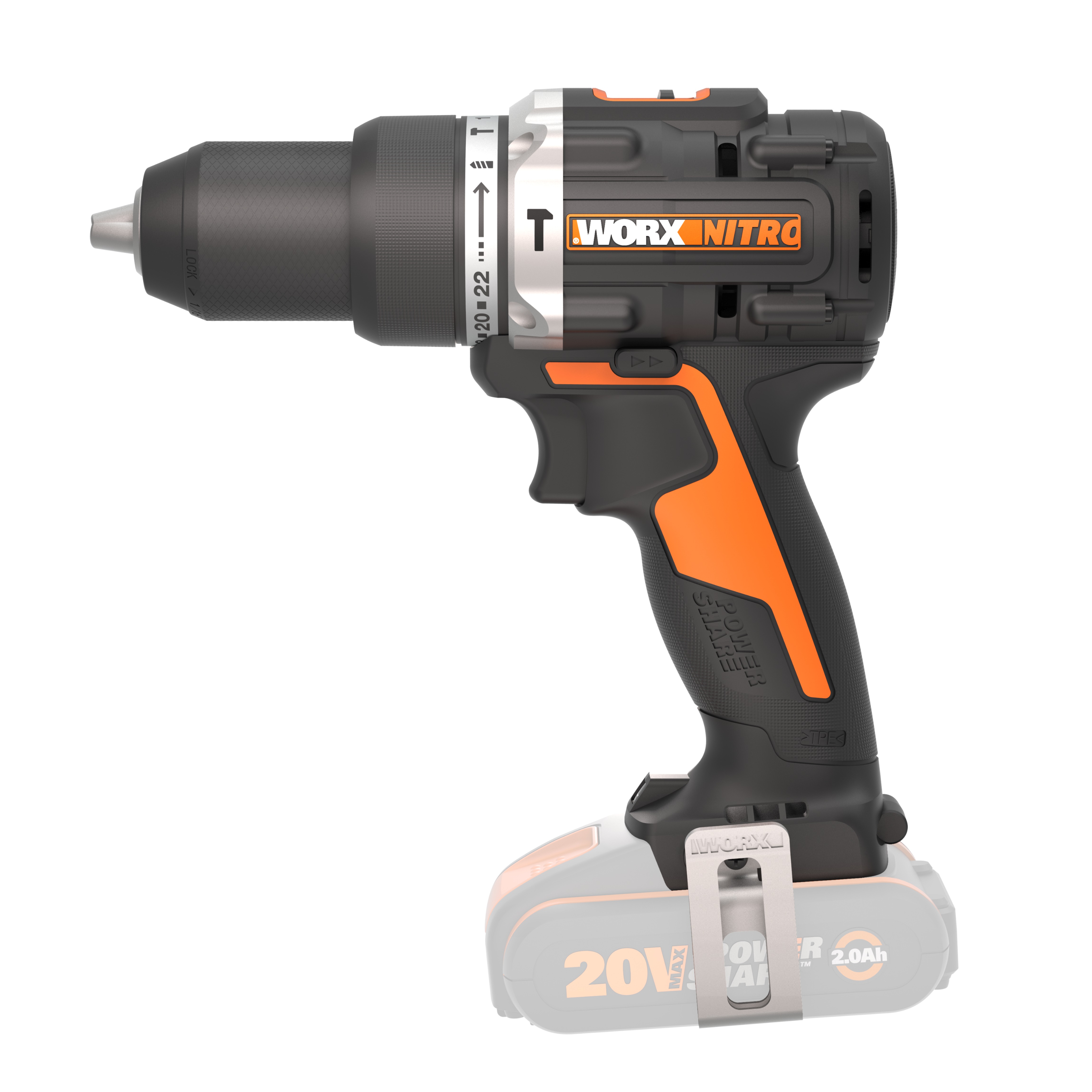 Worx WX352.9 - Taladro Percutor Brushless 20V S/bat
