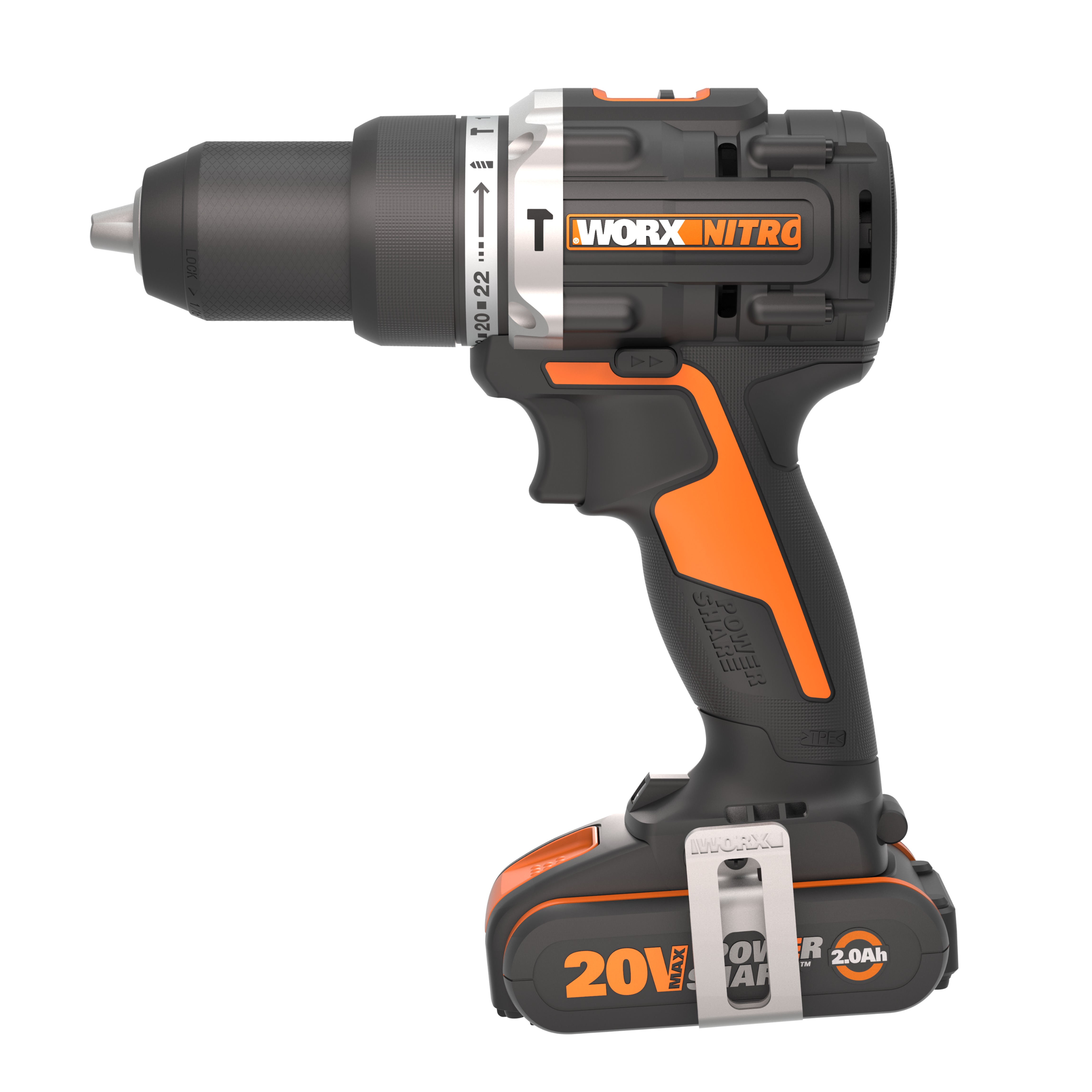 Worx WX352 - Taladro Percutor Brushless 20V 2.0Ah 2 Bat