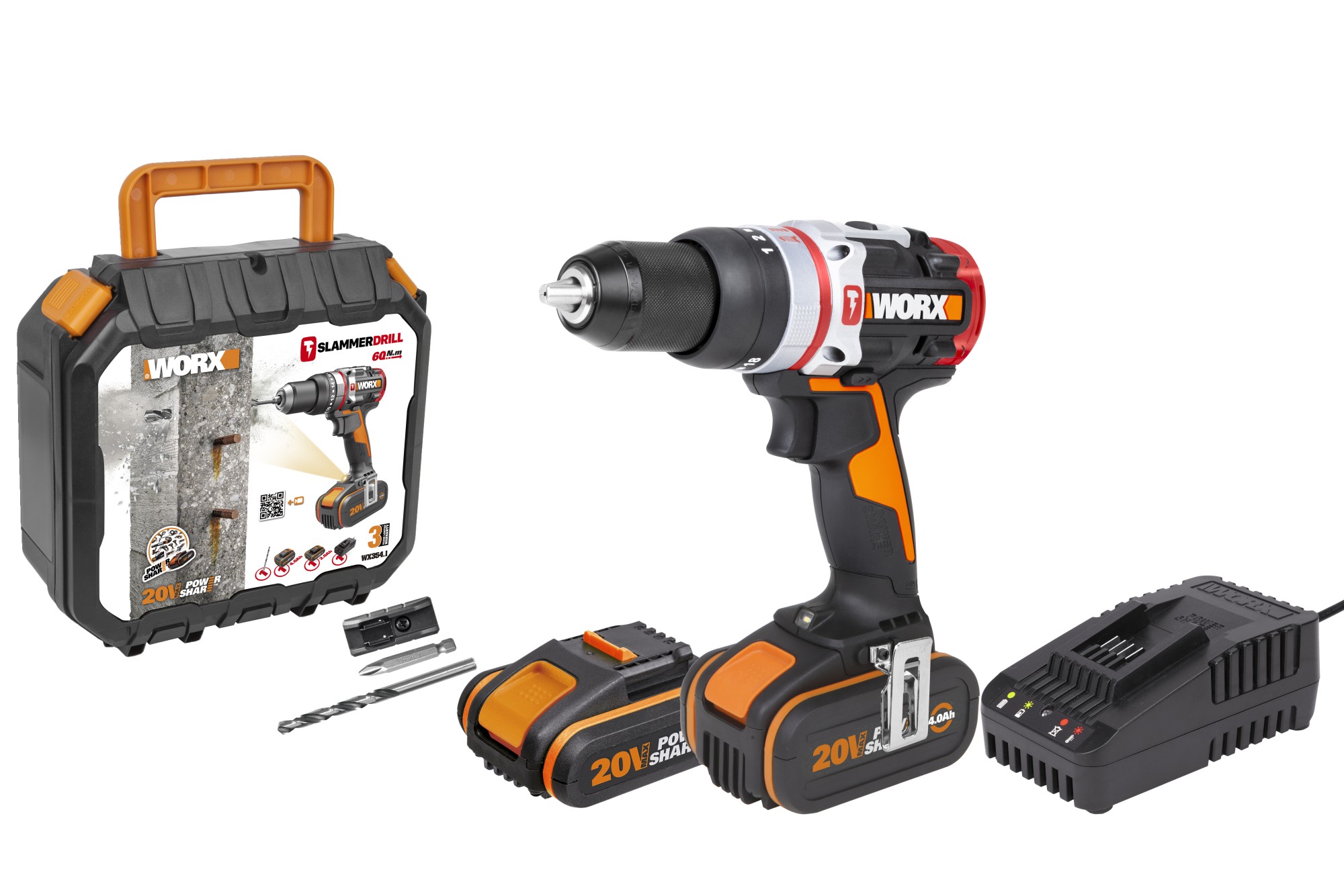 Taladro Percutor Slammer Brushless 20V Worx, PowerShare