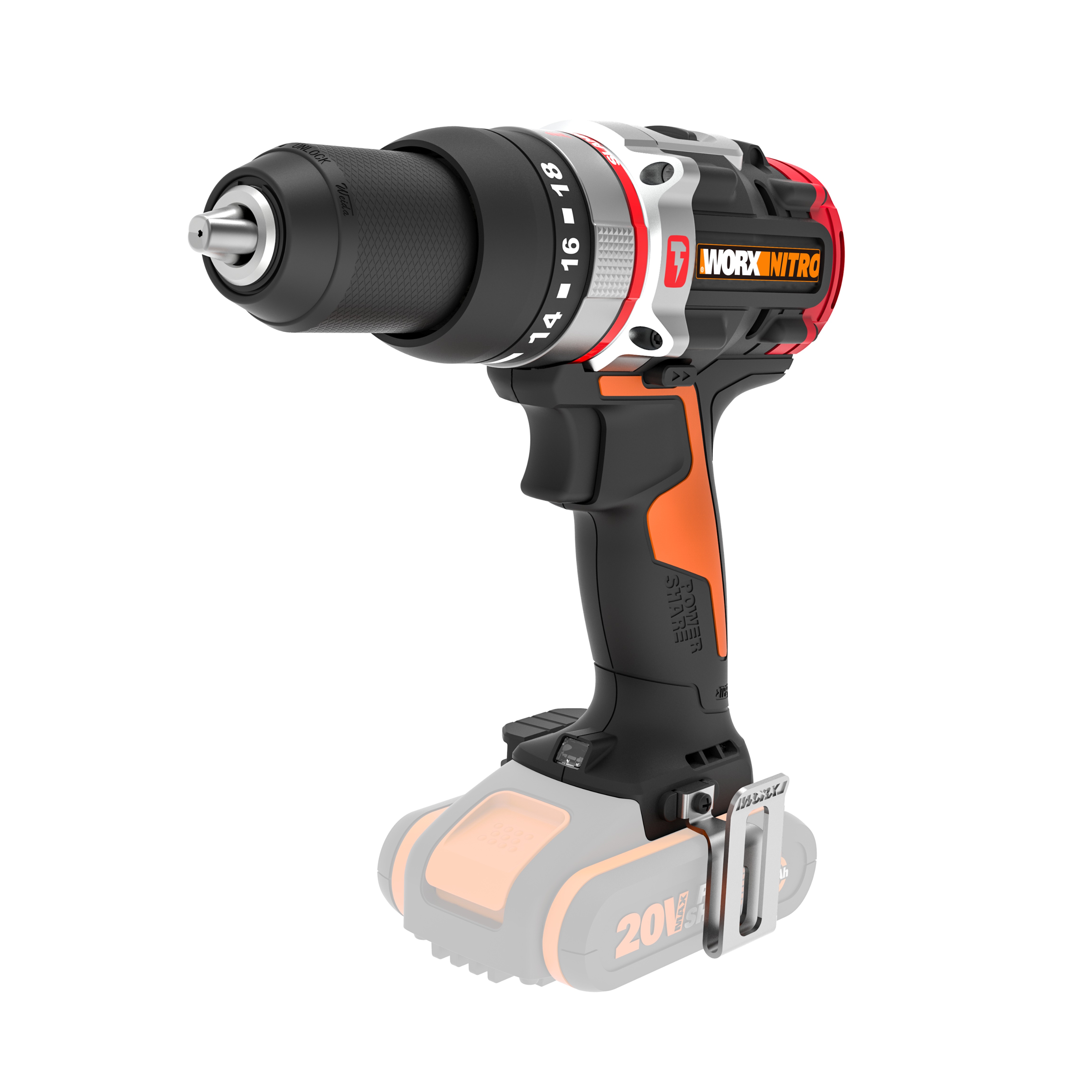Worx WX354.9 - Taladro percutor Brushless Slammer Drill 20V (S/bat)