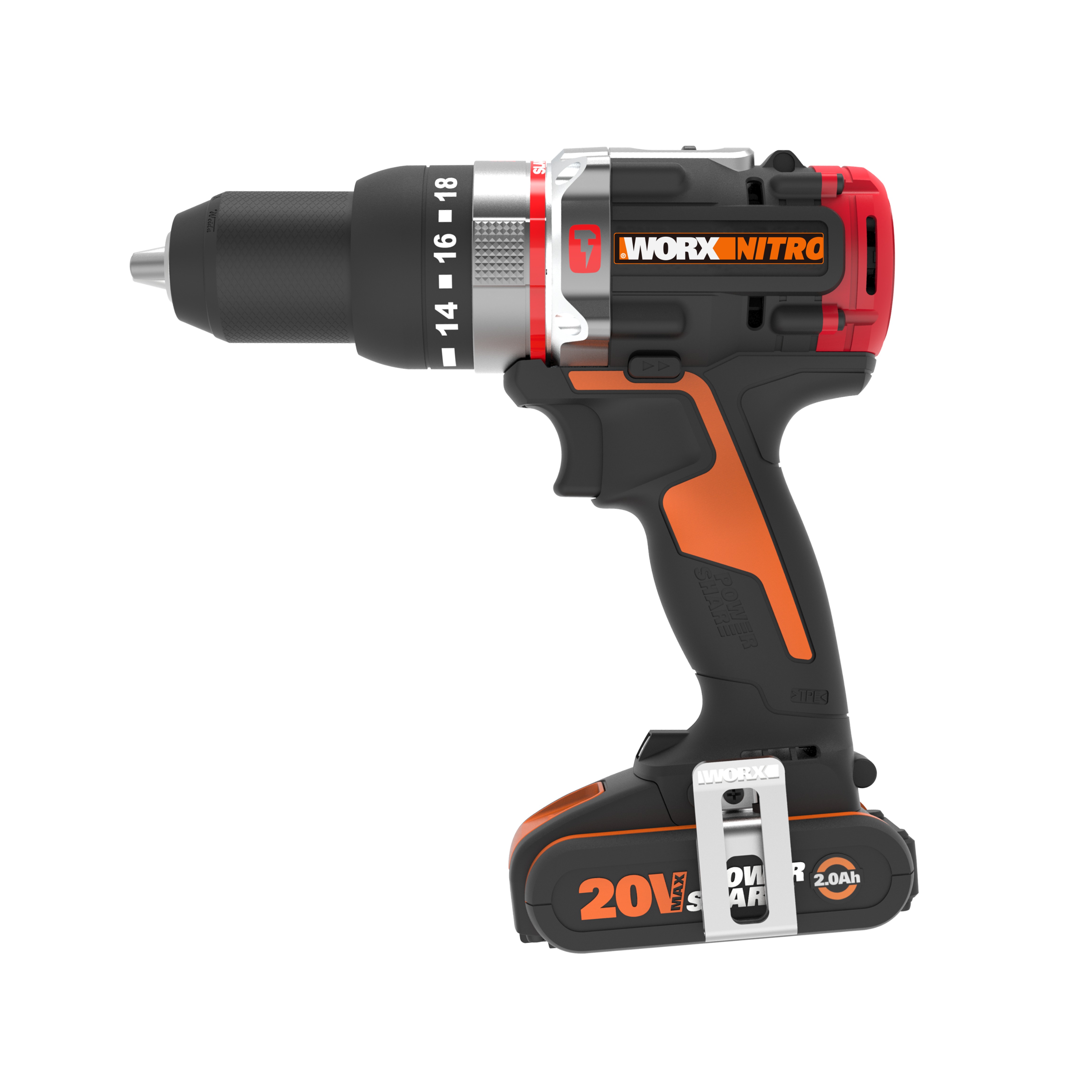 Worx WX354 - Taladro percutor Brushless Slammer Drill 20V 2.0Ah (2 bat)