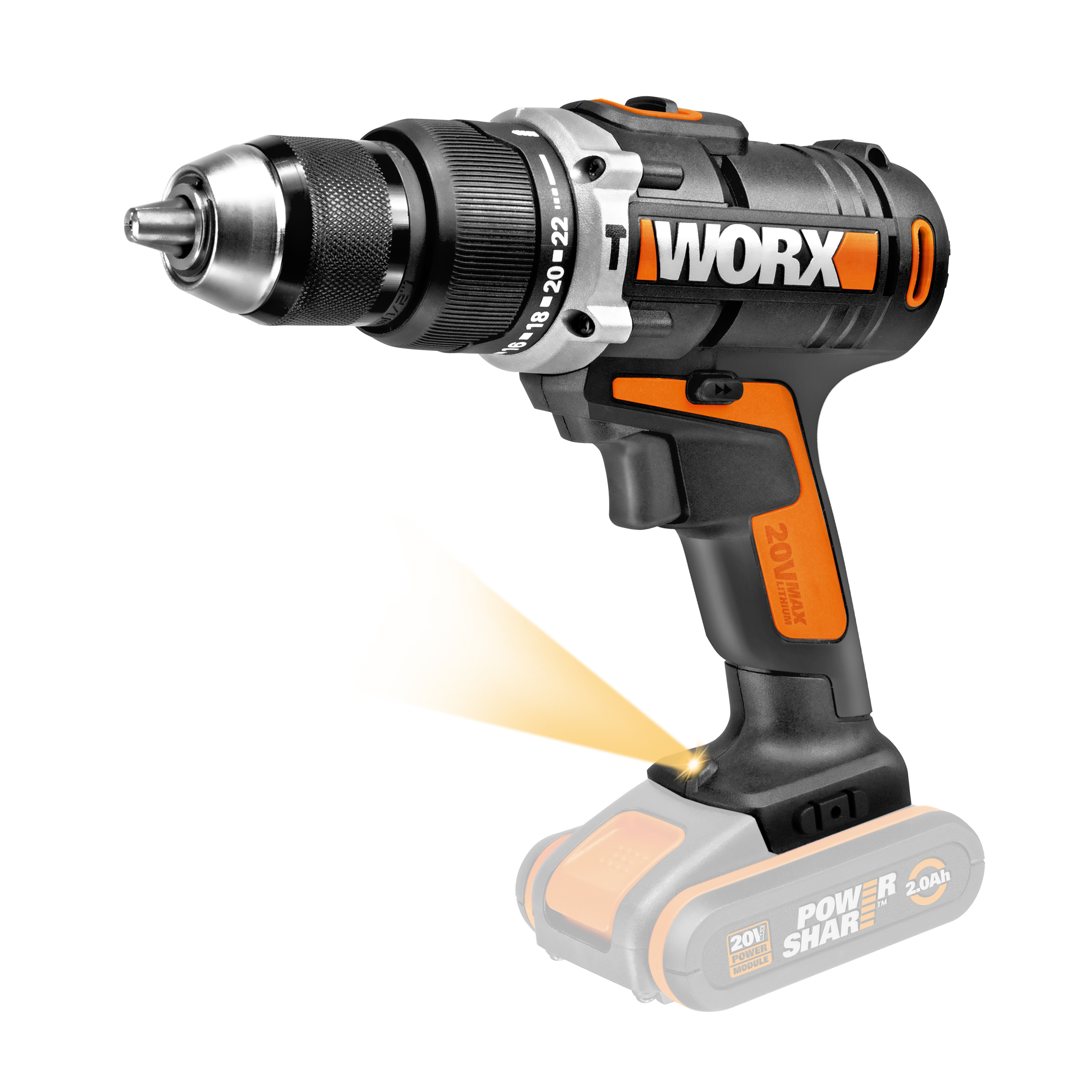 Worx DIY Worx WX372.9 - Taladro percutor 20V (S/bat)