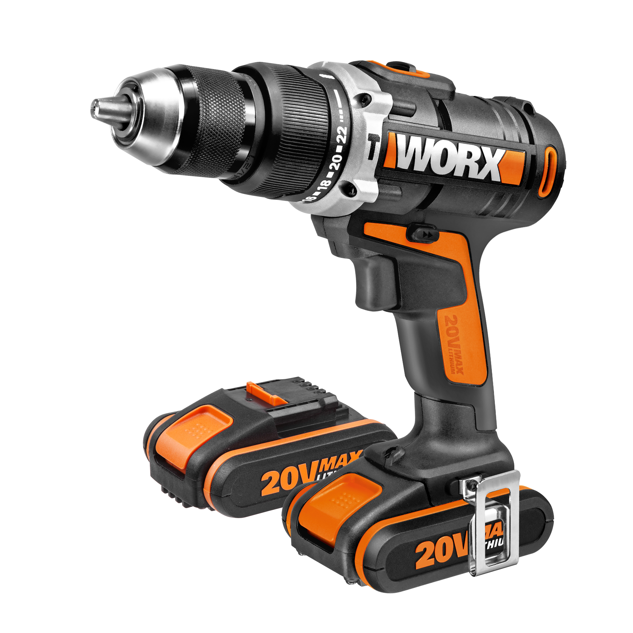 Taladro percutor a batería WORX WX375 20V con 2 baterías 2Ah + kit 30  accesorios