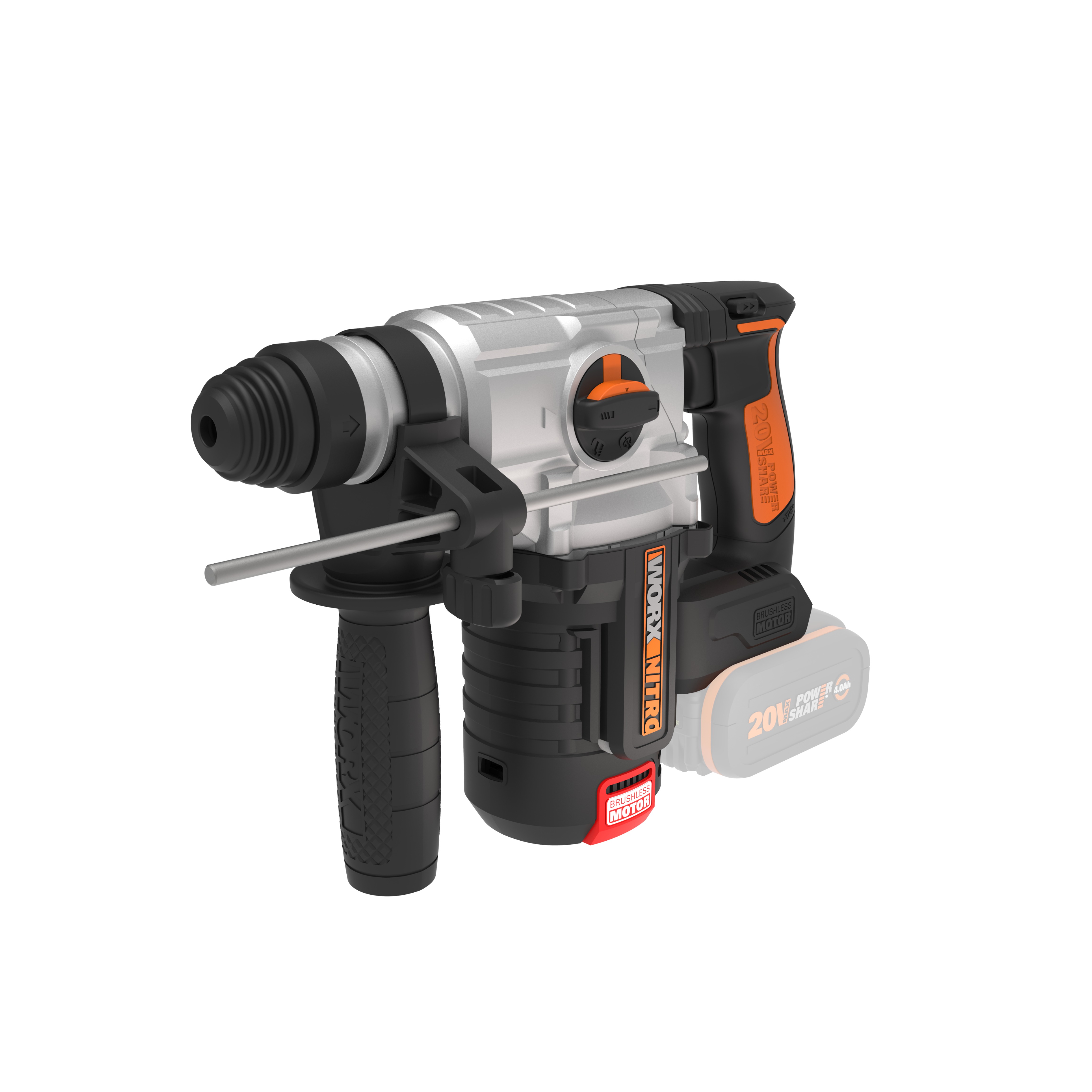 Worx WX380.9 - Martillo 4 F Brushless 2,2J 20V S/bat
