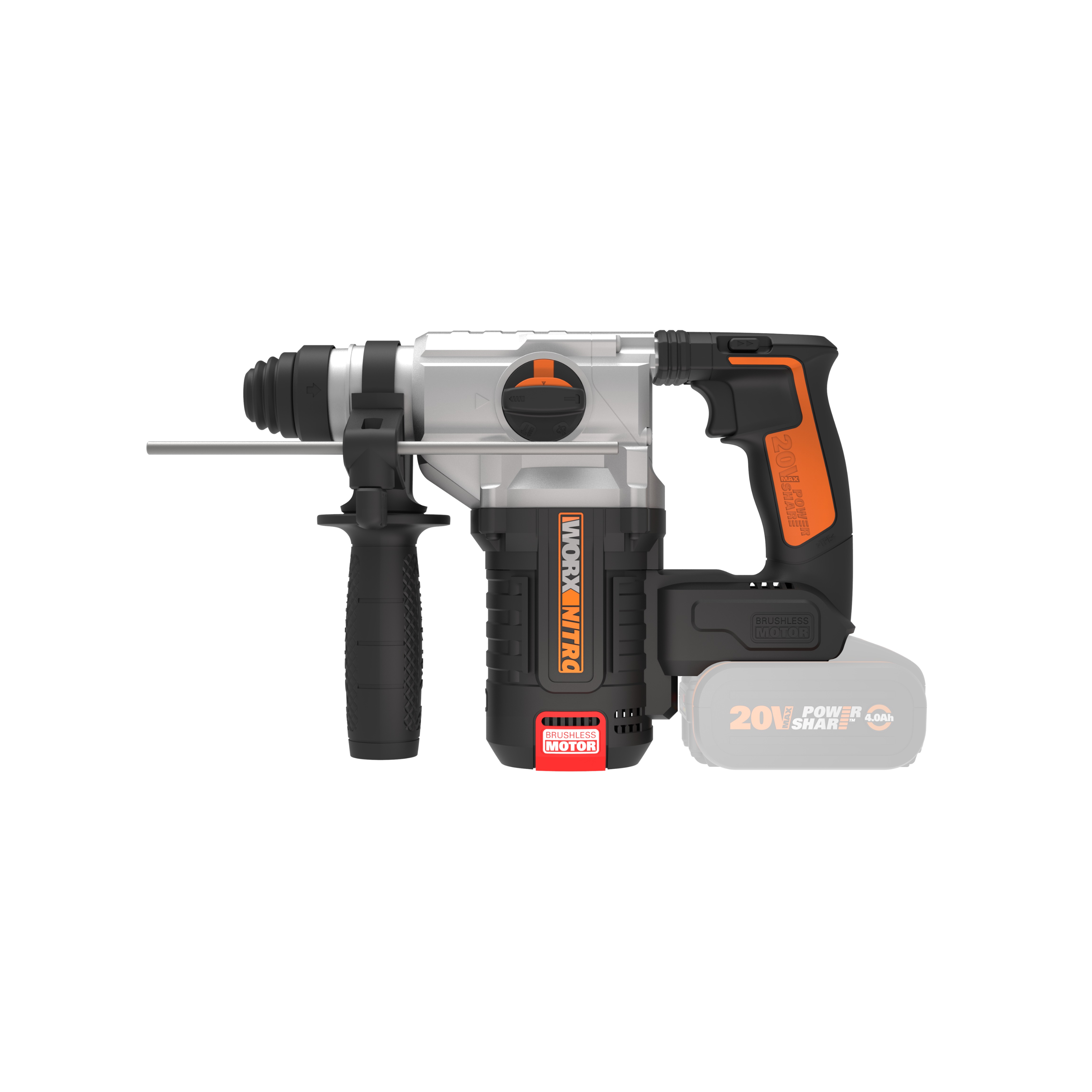 Worx WX380.9 - Martillo 4 F Brushless 2,2J 20V S/bat