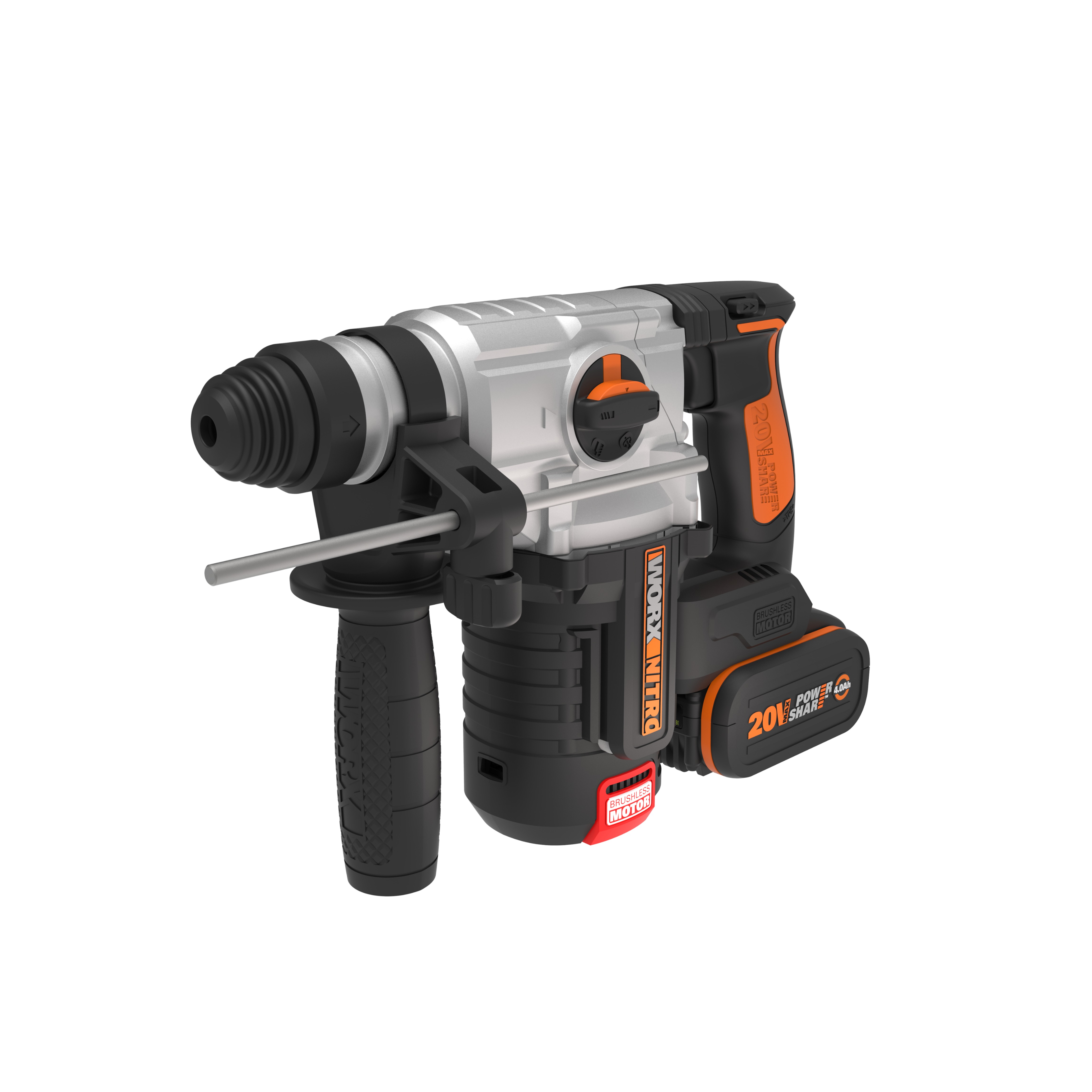 Worx WX380 - Martillo 4F Brushless 2,2J 20V 2 bat (4Ah + 4Ah)