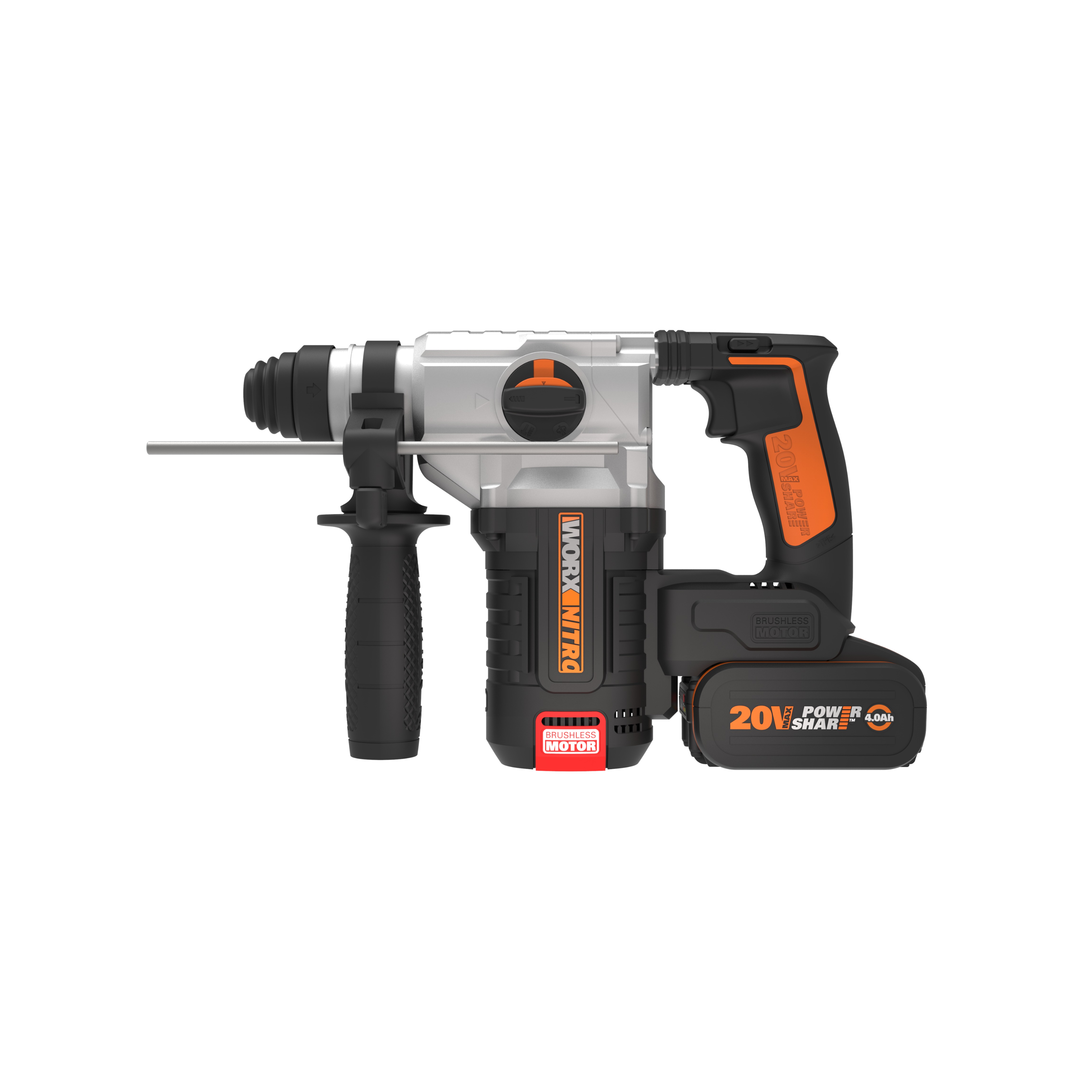 Worx WX380 - Martillo 4F Brushless 2,2J 20V 2 bat (4Ah + 4Ah)
