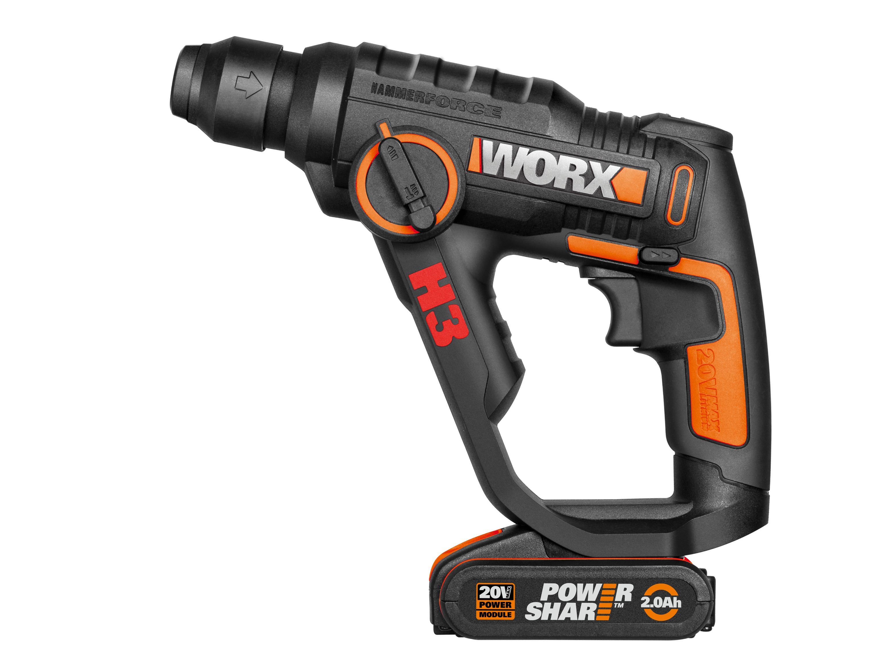 Worx WX390.1 - H3 Martillo / Taladro / Atornillador 20V 2.0Ah (2 bat)