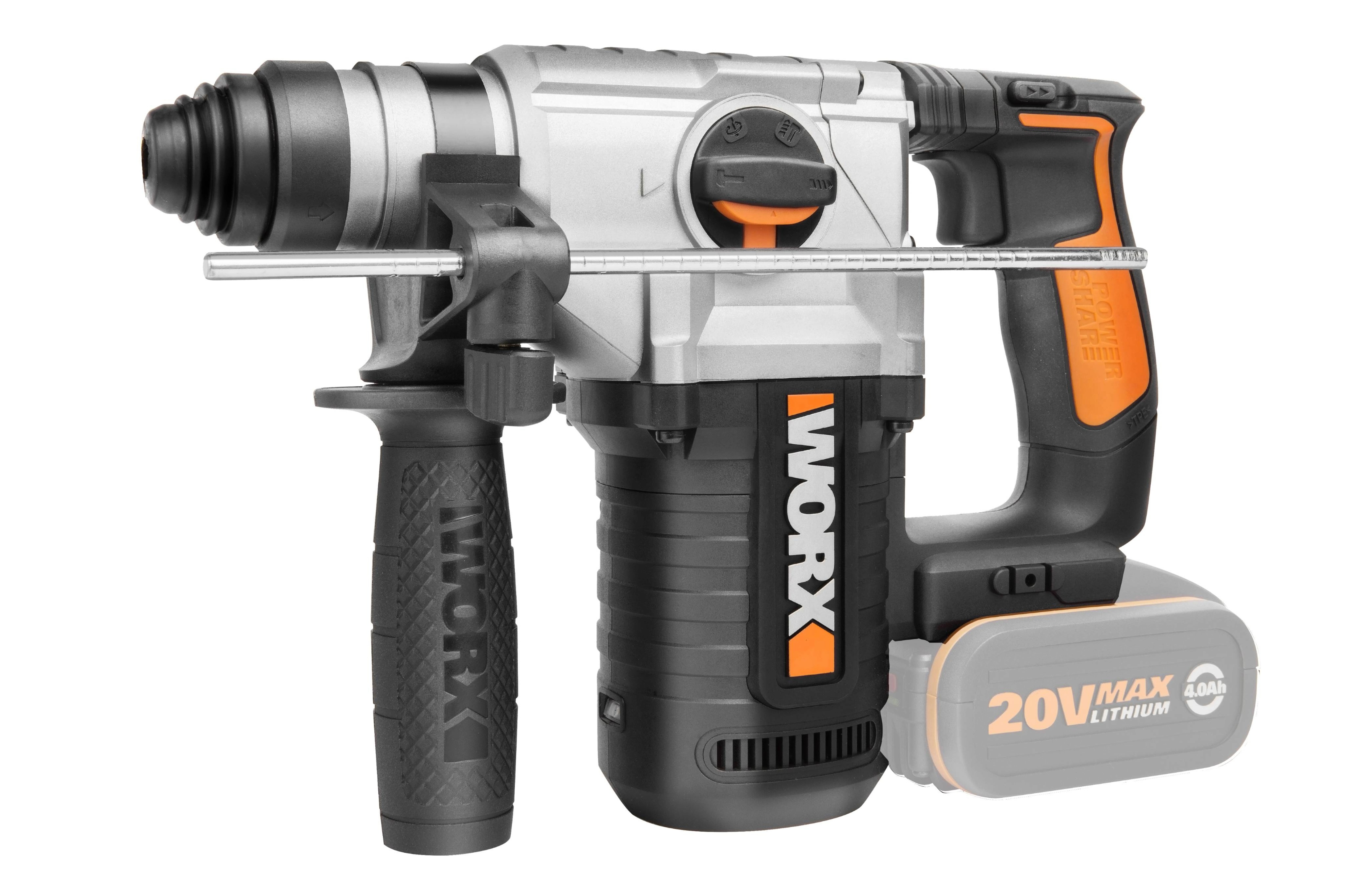 Worx WX392.9 - Martillo 4 Funciones 2,2J 20V (S/bat)