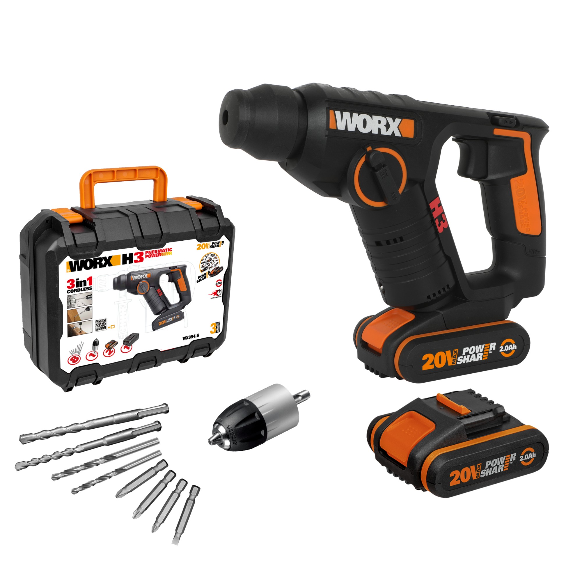 Worx DIY Worx WX394.6 - H3 Marti/Taladro/Atorn 20V 2Ah 2Bat