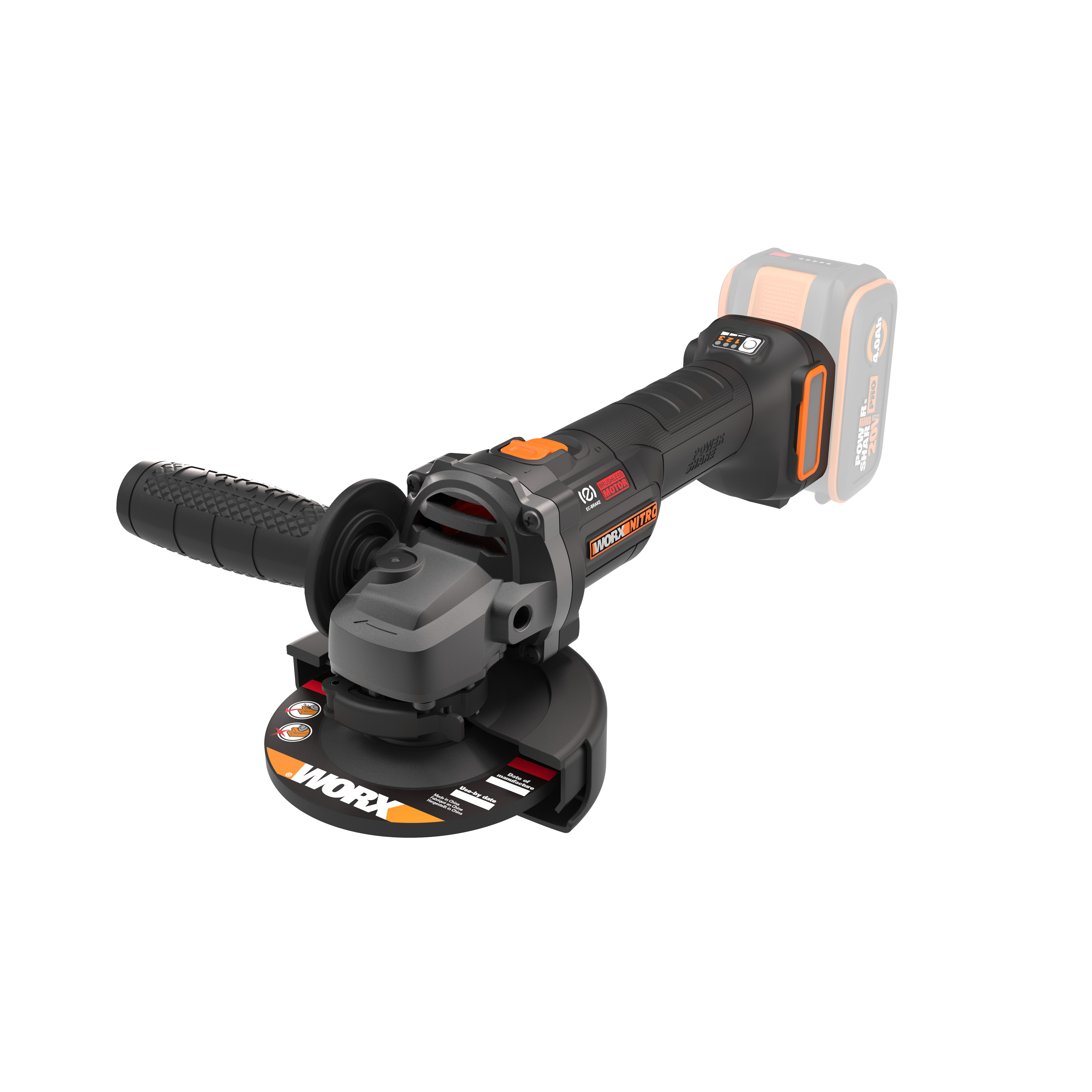 Worx WX815.9 - Amoladora angular 115mm BL NITRO 20V (S/bat)