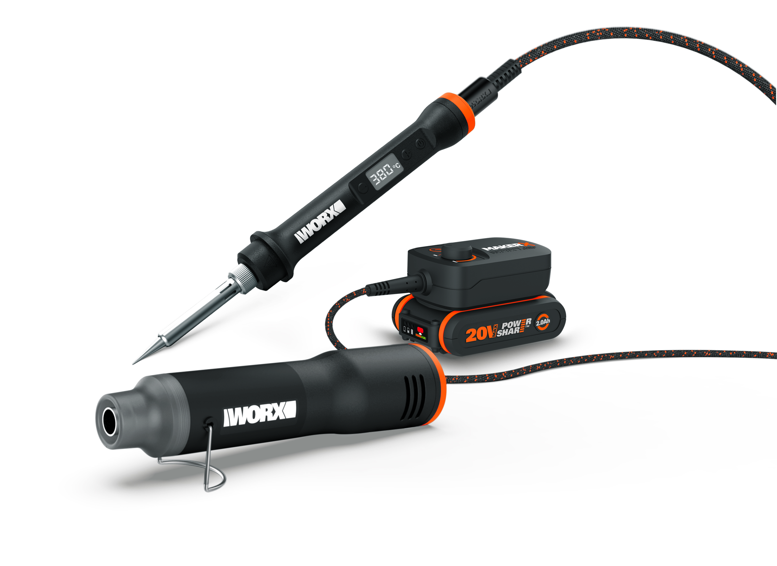 Worx WX989 - Pack MakerX 20V mini soldador + pistola de calor