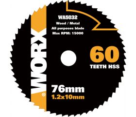 Worx WA5032 - Disco multiusos Ø76mm 60T WX424