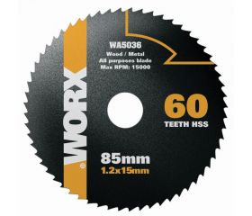 Worx WA5036 - Disco multiusos HSS Worxsaw 85mm 60T