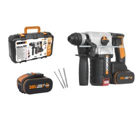 Worx WX380 - Martillo 4F Brushless 2,2J 20V 2 bat (4Ah + 4Ah)