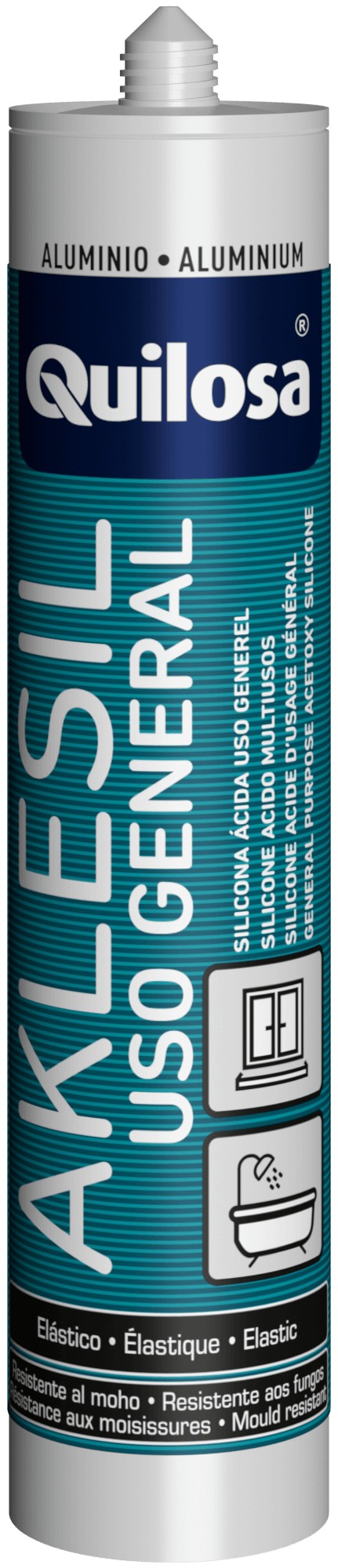AKLESIL Uso General Silicona Ácida 280 ml aluminio