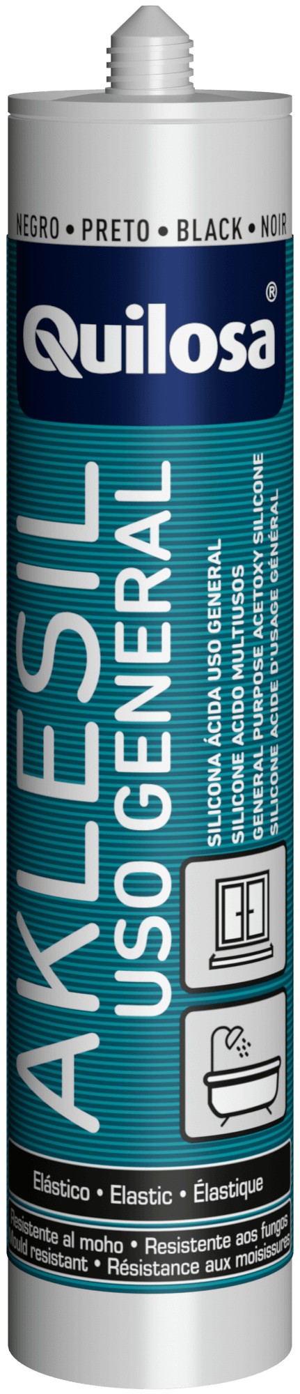 AKLESIL Uso General Silicona Ácida 280 ml negro