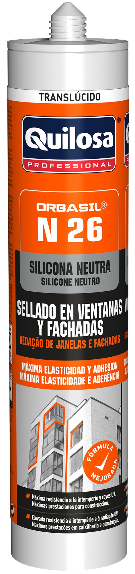 ORBASIL Silicona N-26 para ventanas y fachadas 600 ml gris