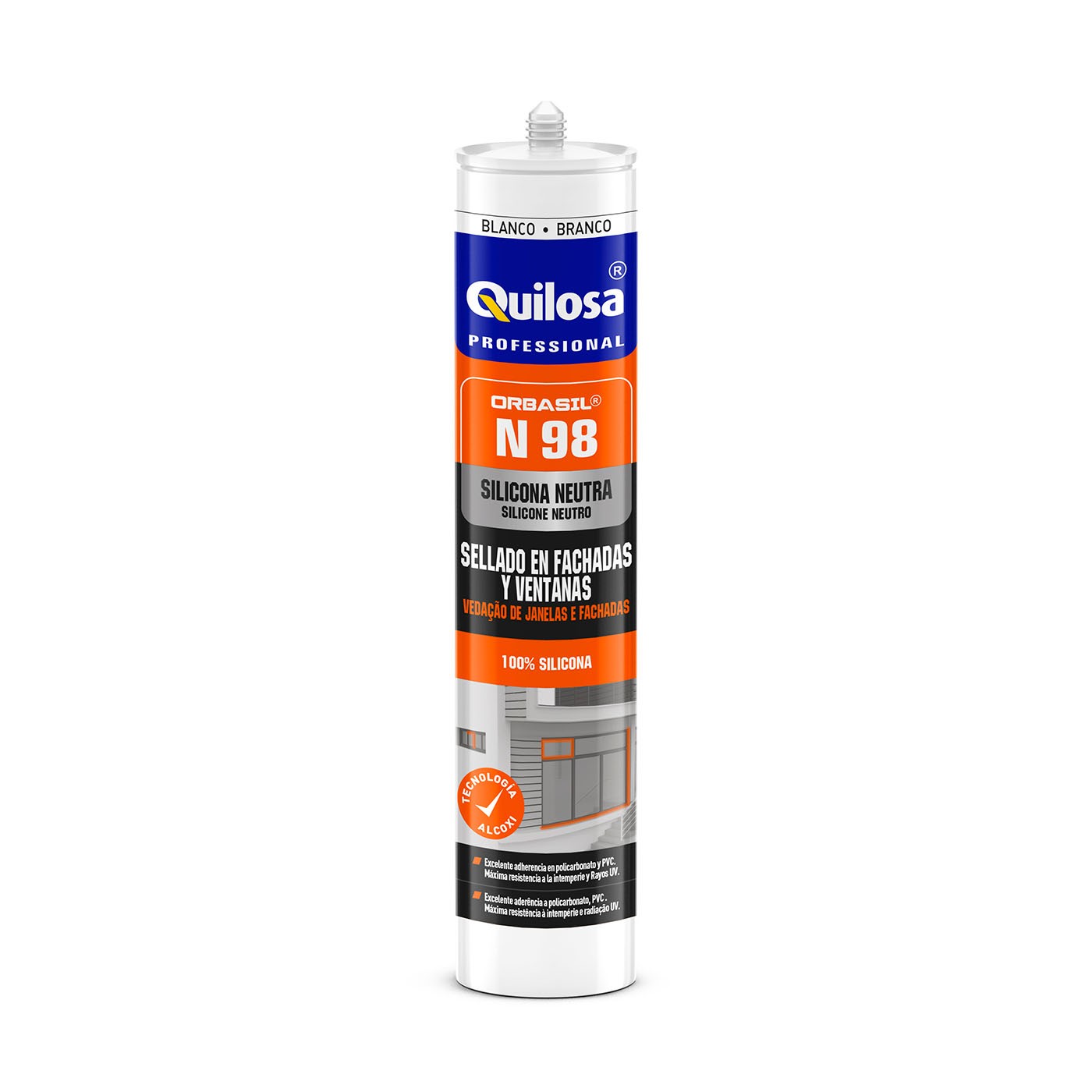 ORBASIL Silicona N-98 para sellado de ventanas y fachadas 300 ml blanco