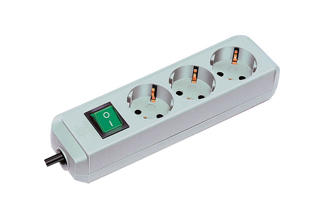 ENCHUFE ECO 3B+INT+1,5M GRIS