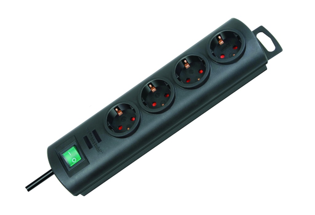 ENCHUFE PRIMERA 4B+INT+1,5M NEGR