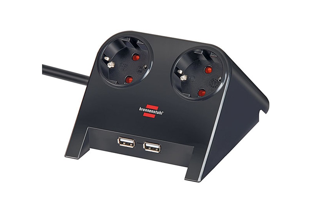 ENCHUFE USB 2B+1.8M 2USB NEGRO