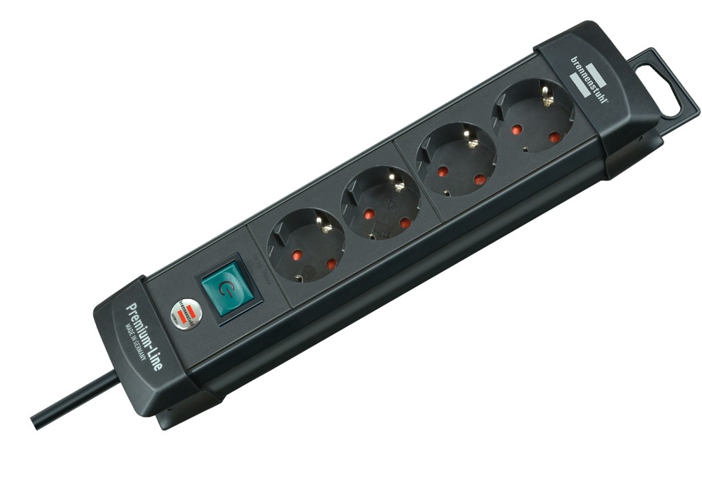 ENCHUFE PREMIUM 4B+INT+1,8M N/NE