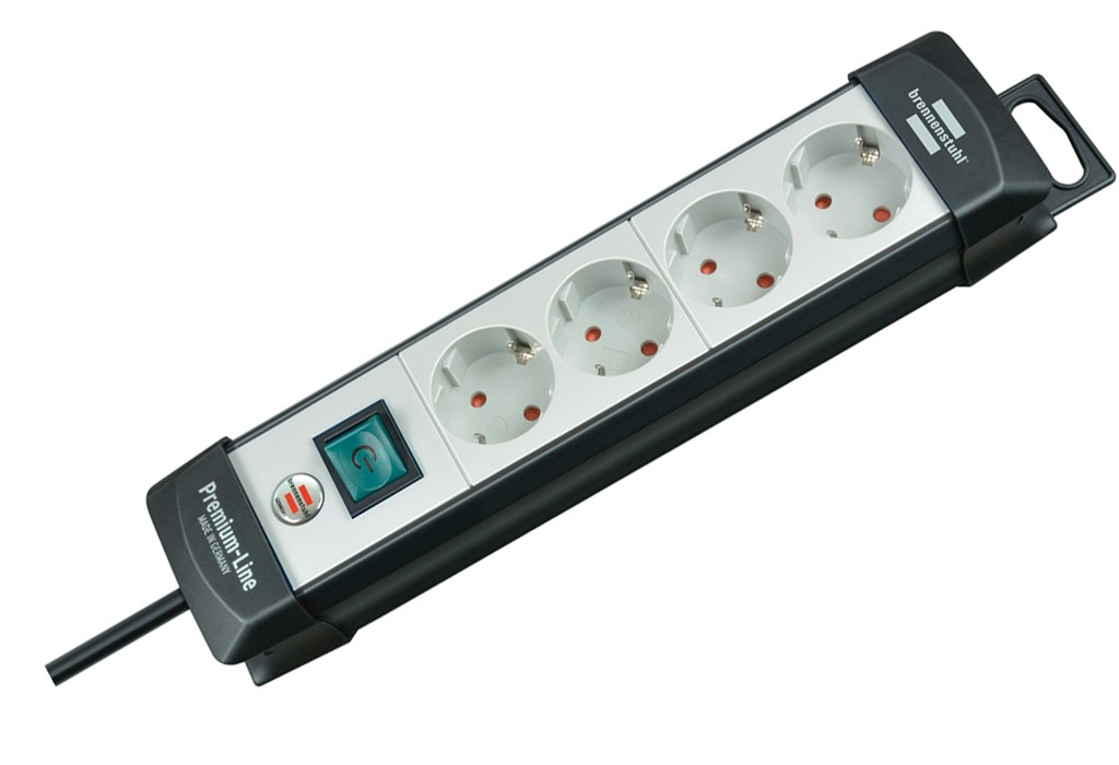 ENCHUFE PREMIUM 4B+INT+1,8M N/GR