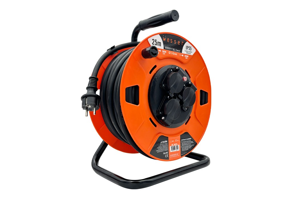 TAMBOR IP55 CON CABLE PVC Y SECCIÓN DE CABLE DE 3X1,5MM