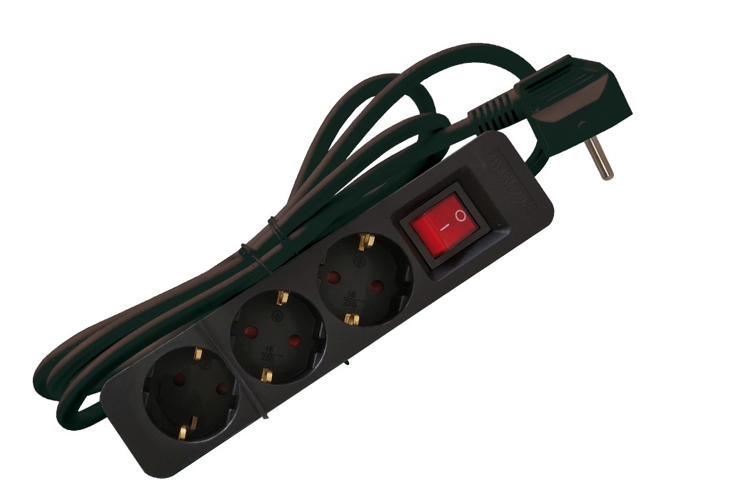 ENCHUFES ECO 3B+INT+1,5M NEG