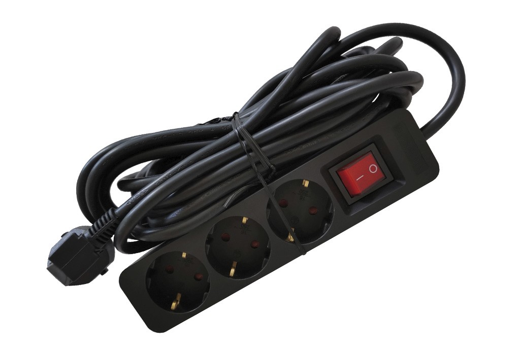 ENCHUFES ECO 3B+INT+5M NEGRO #