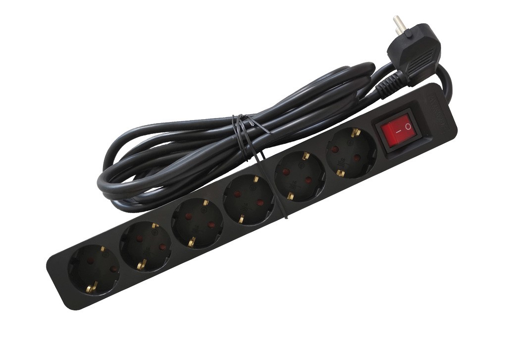 ENCHUFES ECO 6B+INT+3M NEGRO #