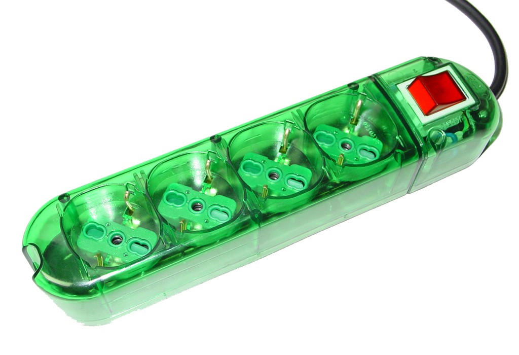 ENCHUFES 4 BASES VERDE C/INT FG