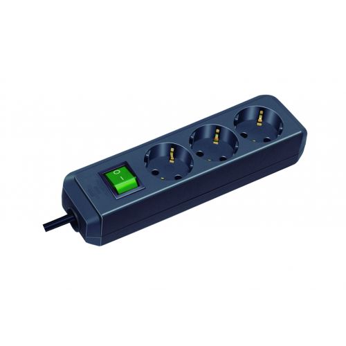 ENCHUFE ECO 3B+INT+3M NEGRO