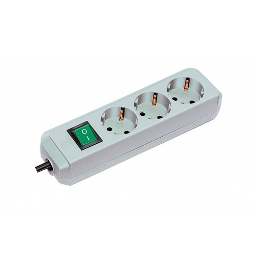 ENCHUFE ECO 3B+INT+1,5M GRIS