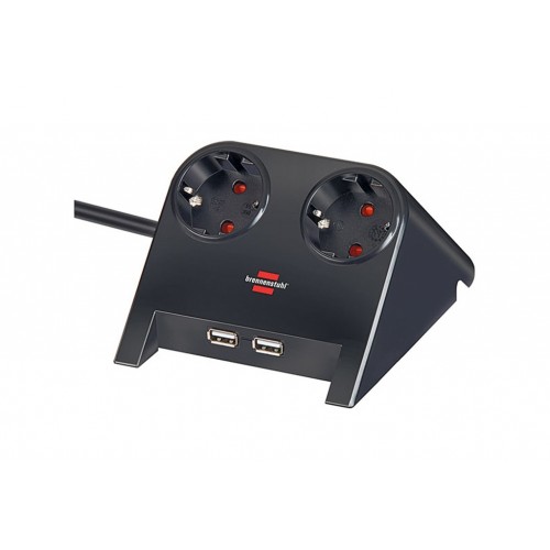 ENCHUFE USB 2B+1.8M 2USB NEGRO