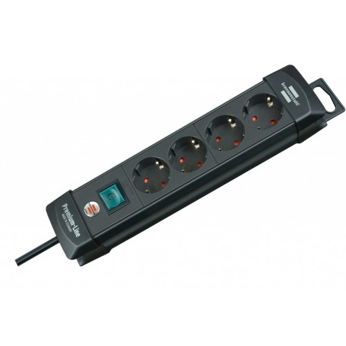 ENCHUFE PREMIUM 4B+INT+1,8M N/NE