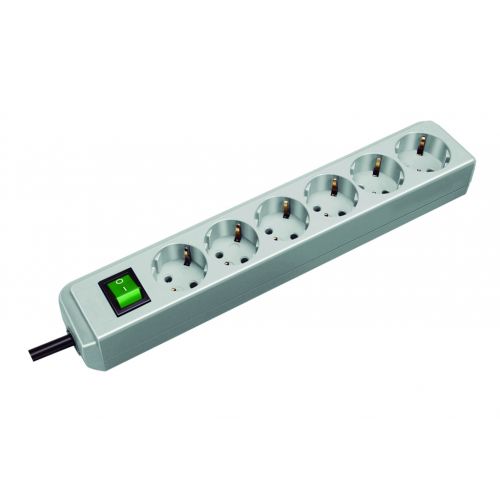 ENCHUFE ECO 6B+INT+1,5M GRIS
