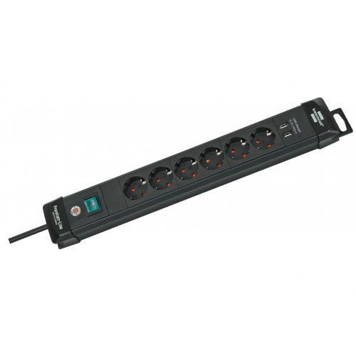 ENCHUFE PREMIUM 6B+3M 2USB NEG