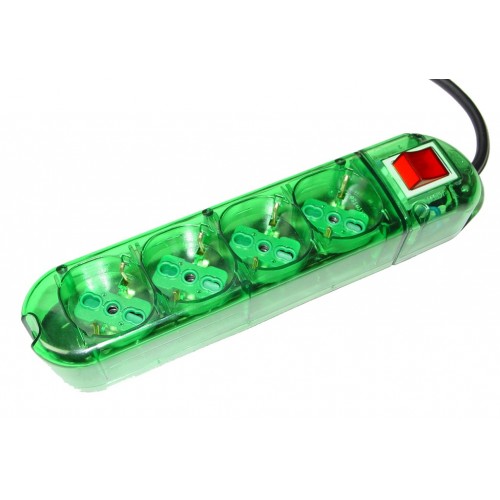 ENCHUFES 4 BASES VERDE C/INT FG