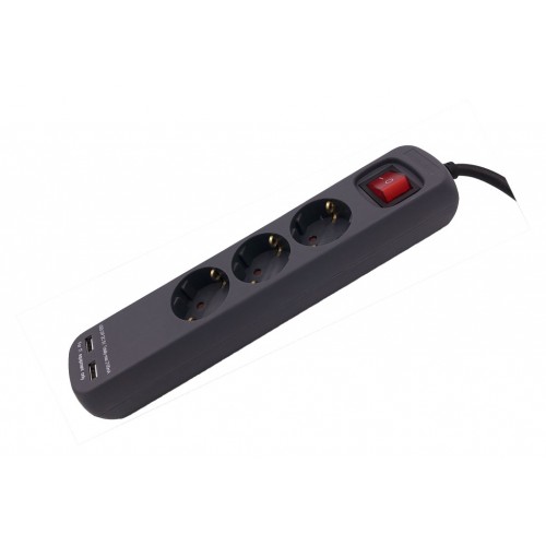 ENCHUFES TECH 6BS+2USB+1,5M GRIS