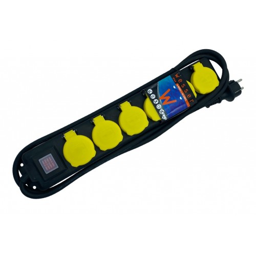 ENCHUFES 6 BS +INT  NEGRO IP44 FG