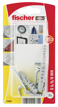 fischer Taco de expansión S 5 / 6 / 8 WH con alcayata