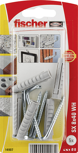 Taco de expansión Fischer SX 8 x 40 H con alcayata K