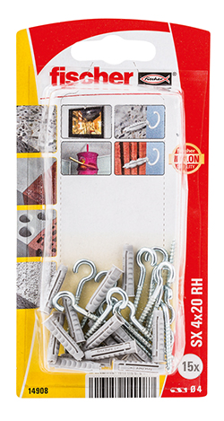 fischer Taco de expansión SX 4 x 20 RH con hembrilla abierta