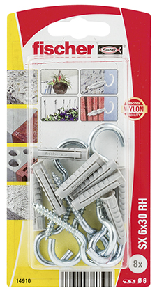 fischer Taco de expansión SX 6 x 30 RH con hembrilla abierta